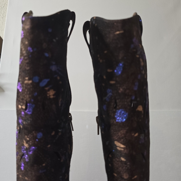 HANDCRAFTED Upcycled Size 9.5 Cowgirl Boots HANDPAINTED Peekaboo Cutouts Boots - Picture 12 of 17